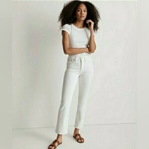 NWT Madewell Mid-Rise Kick Out White Jeans size 31